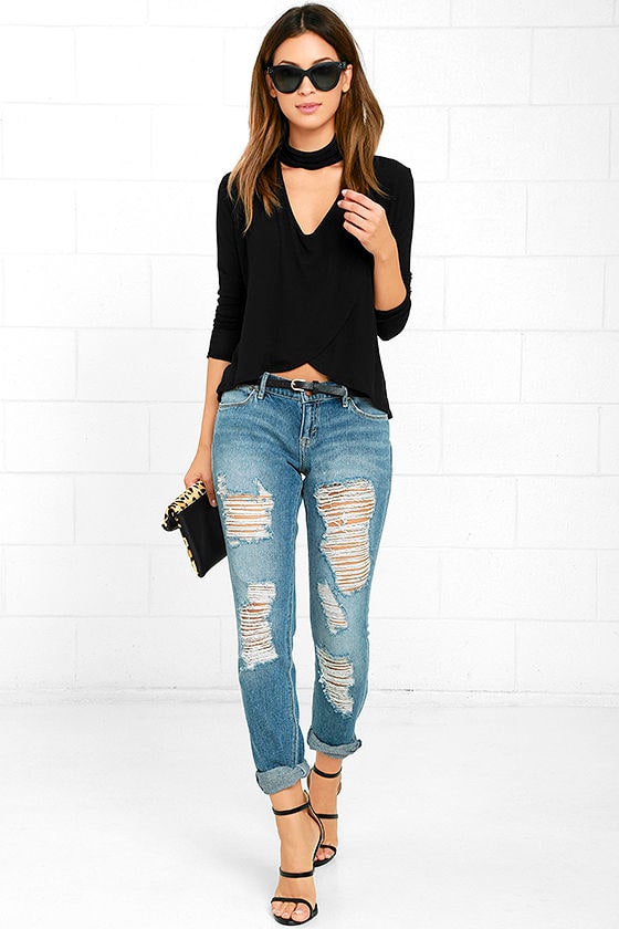 Soho Chic Black Long Sleeve Top 2