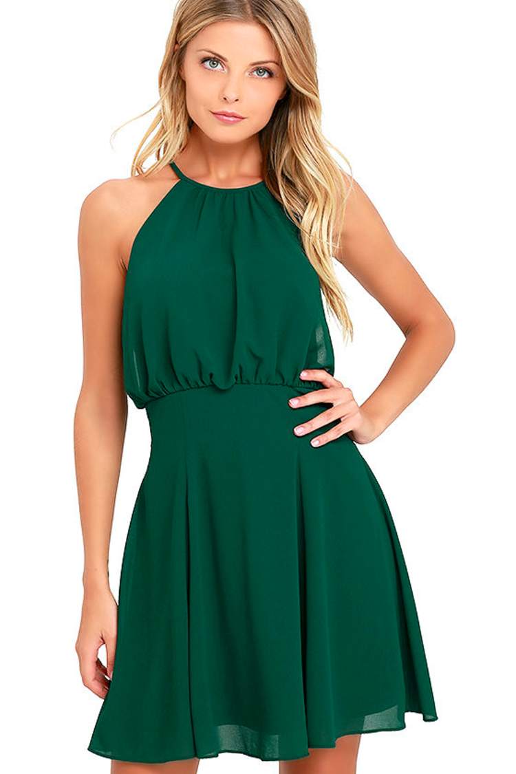 forest green skater dress Green Skull Damask Skater Dress – Spooky Cat Press main image 0