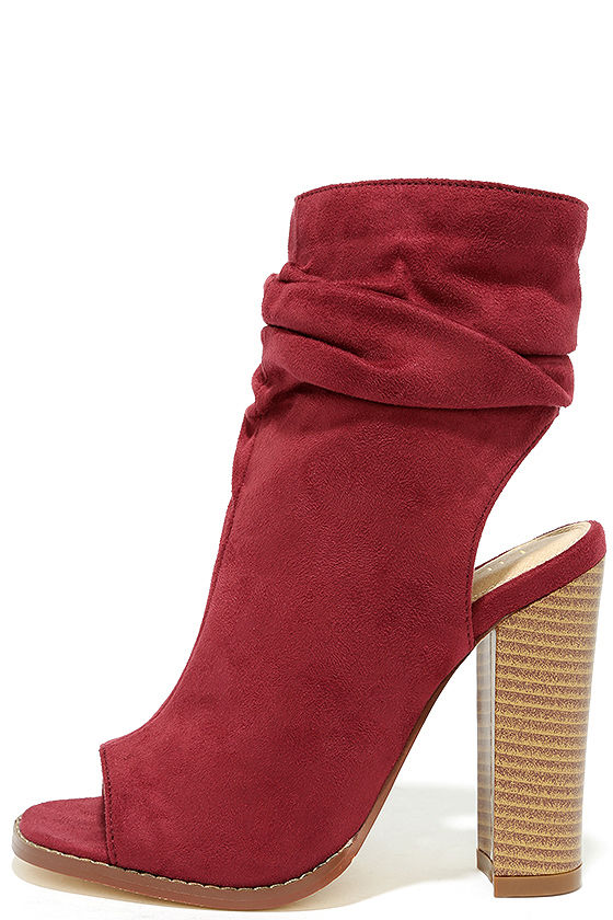 red wide booties