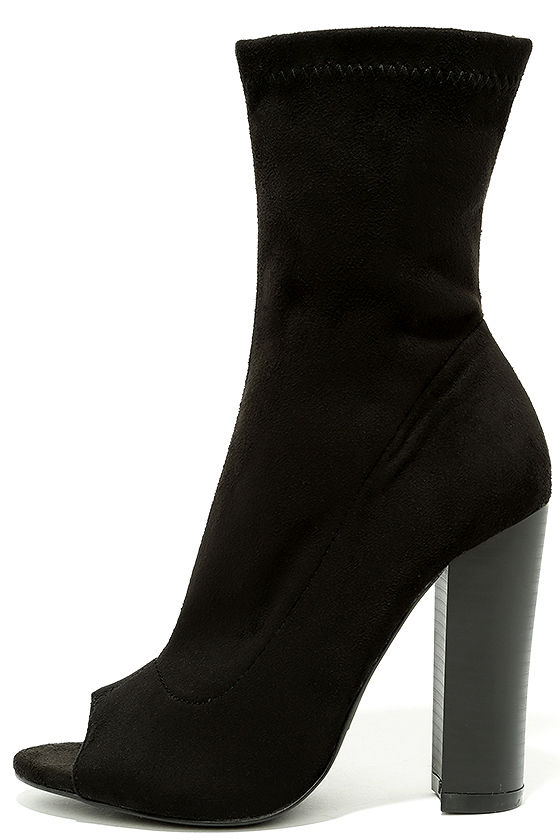 black peep toe booties