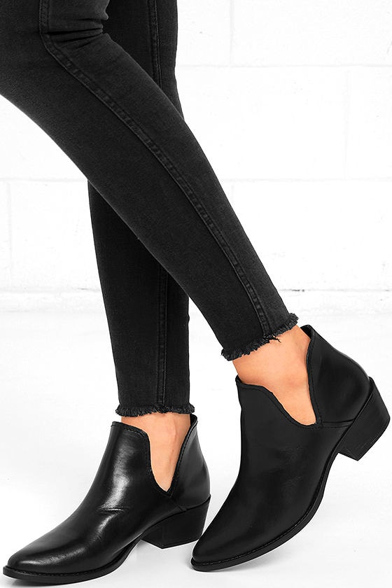 steve madden black leather booties