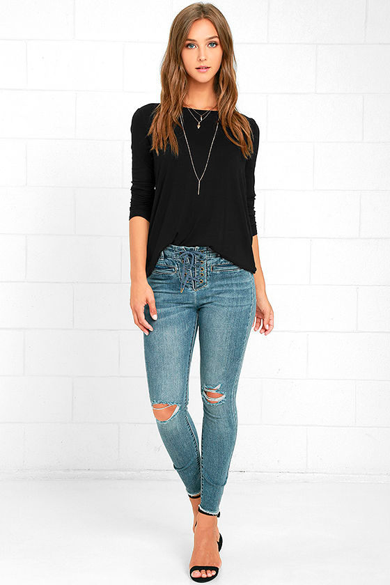 Twist in Time Black Long Sleeve Top 2