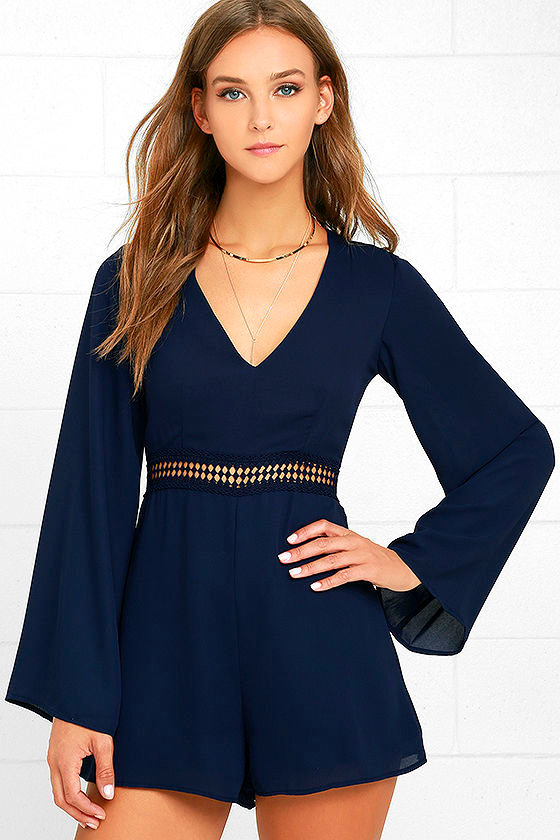 navy blue romper dress