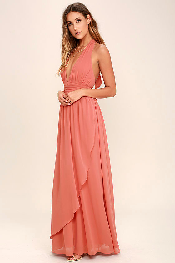 Lovely Terra Cotta Dress Maxi Dress Halter Dress 84.00