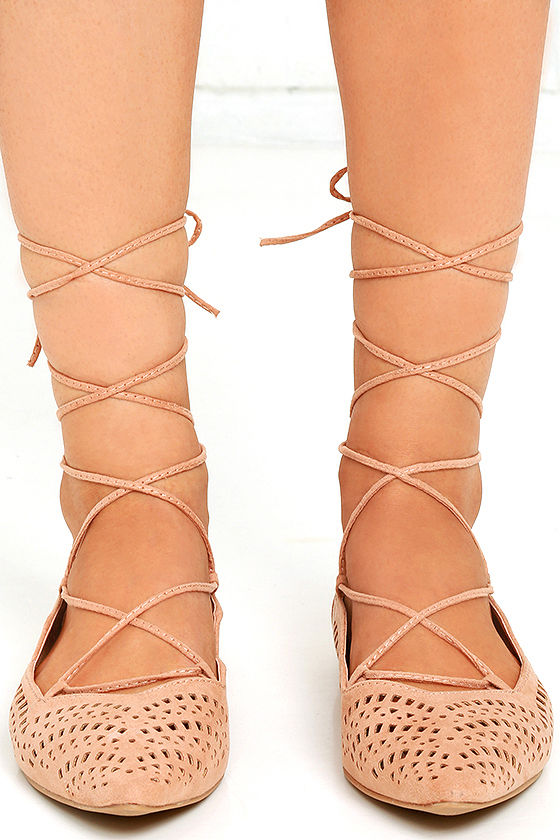 blush flats with ankle strap