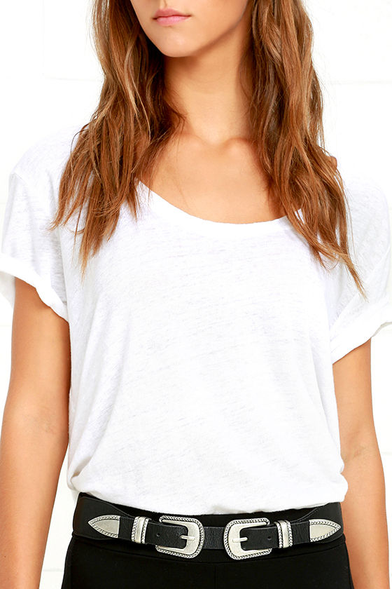 Fantastic Find Black and Antiqued Silver Double Buckle Belt 1