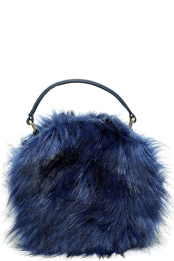 Cute Navy Blue Purse Faux Fur Purse Faux Fur Bag 31.00 Lulus