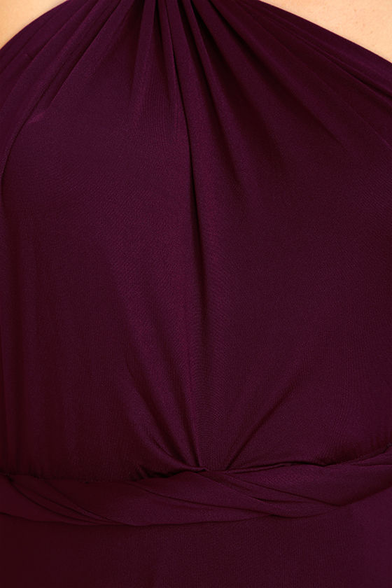 9269 Plum Chiffon Sleeve Dress