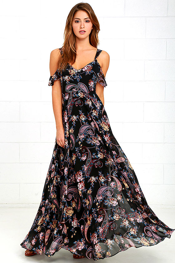 black pink floral dress