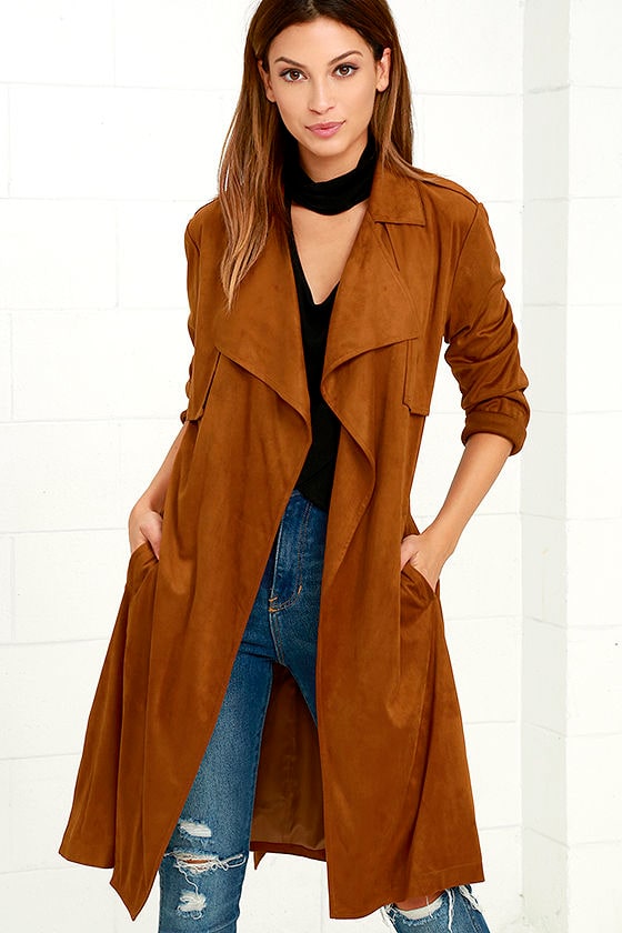 Take On the World Tan Suede Trench Coat 1