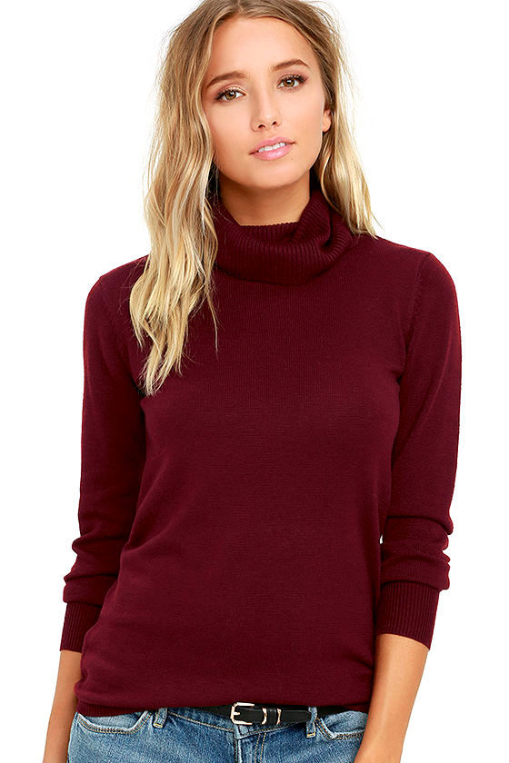 Comin' Up Cozy Burgundy Turtleneck Sweater 1