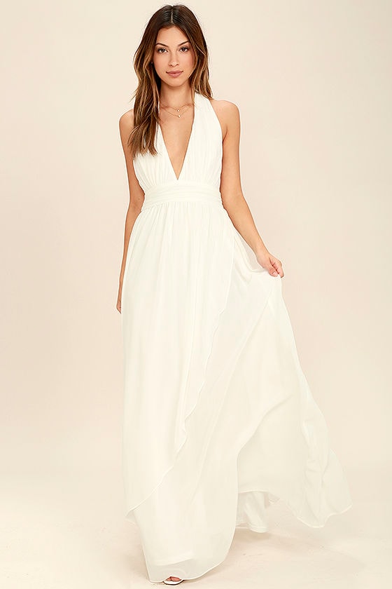 Lovely Ivory Dress - Maxi Dress - Halter Dress - White Maxi Dress - $84 ...