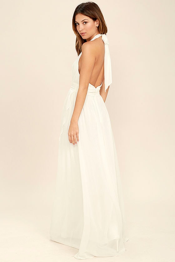 Lovely Ivory Dress - Maxi Dress - Halter Dress - White Maxi Dress - $84.00