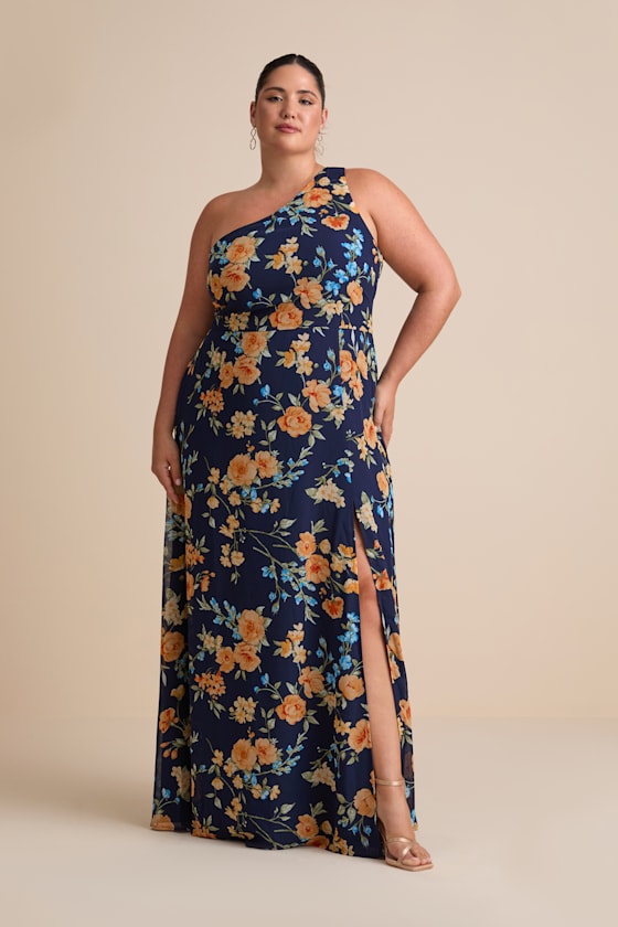 Navy Blue Bridesmaid Dress - One-Shoulder Dress - Chiffon Dress - Image 7