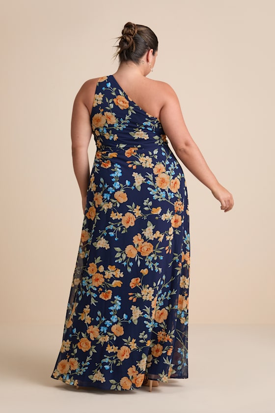 Navy Blue Bridesmaid Dress - One-Shoulder Dress - Chiffon Dress - Image 6