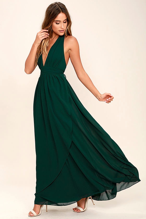 Lovely Forest Green  Dress  Maxi  Dress  Halter Dress  84 00