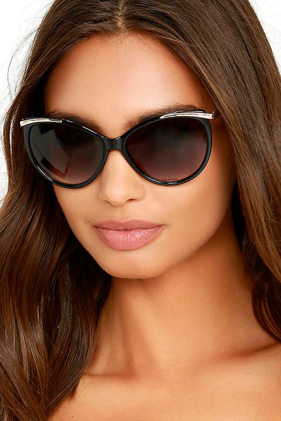 Cute Black Sunglasses - Chic Sunglasses - Cat-Eye Sunglasses - $17.00 ...