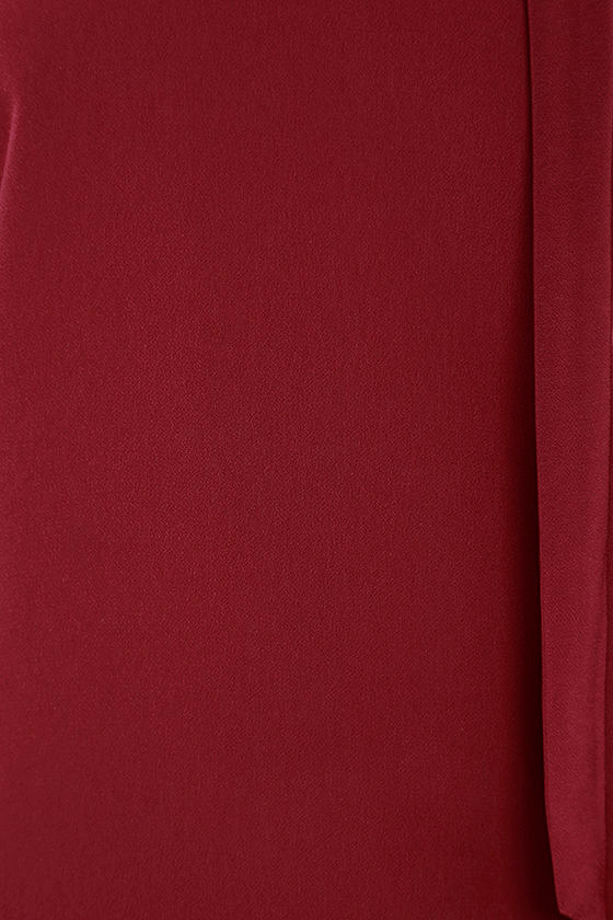 Wine Red Vintage Camisole Faux Leather Skinny Sheath Dress Split Dress Dress