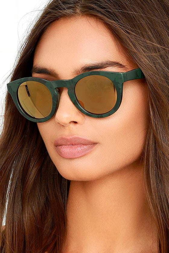 Cool Matte Green Sunglasses - Gold Mirrored Sunglasses - $16.00$ - Lulus