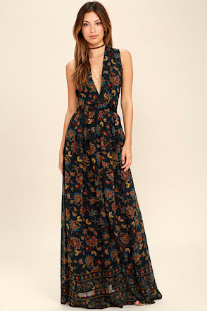 chinese dress ladies Lulus Women's Heart of Marigold Short Sleeve Wrap Maxi Dress, Navy Blue and  White Floral Print, Navy Blue Floral Print, S : Amazon.co.uk: Fashion