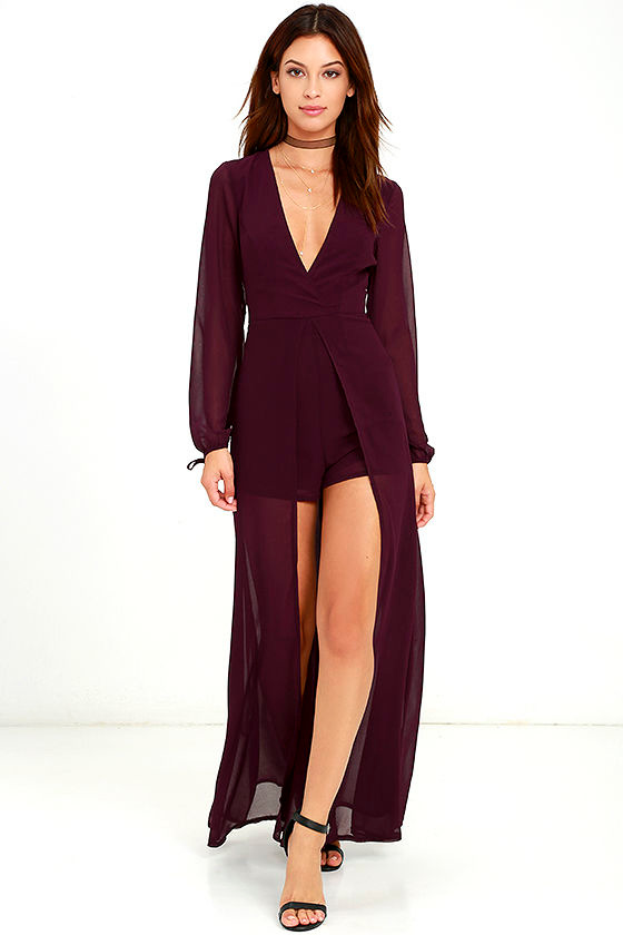 Gone With the Whirlwind Plum Purple Romper 1