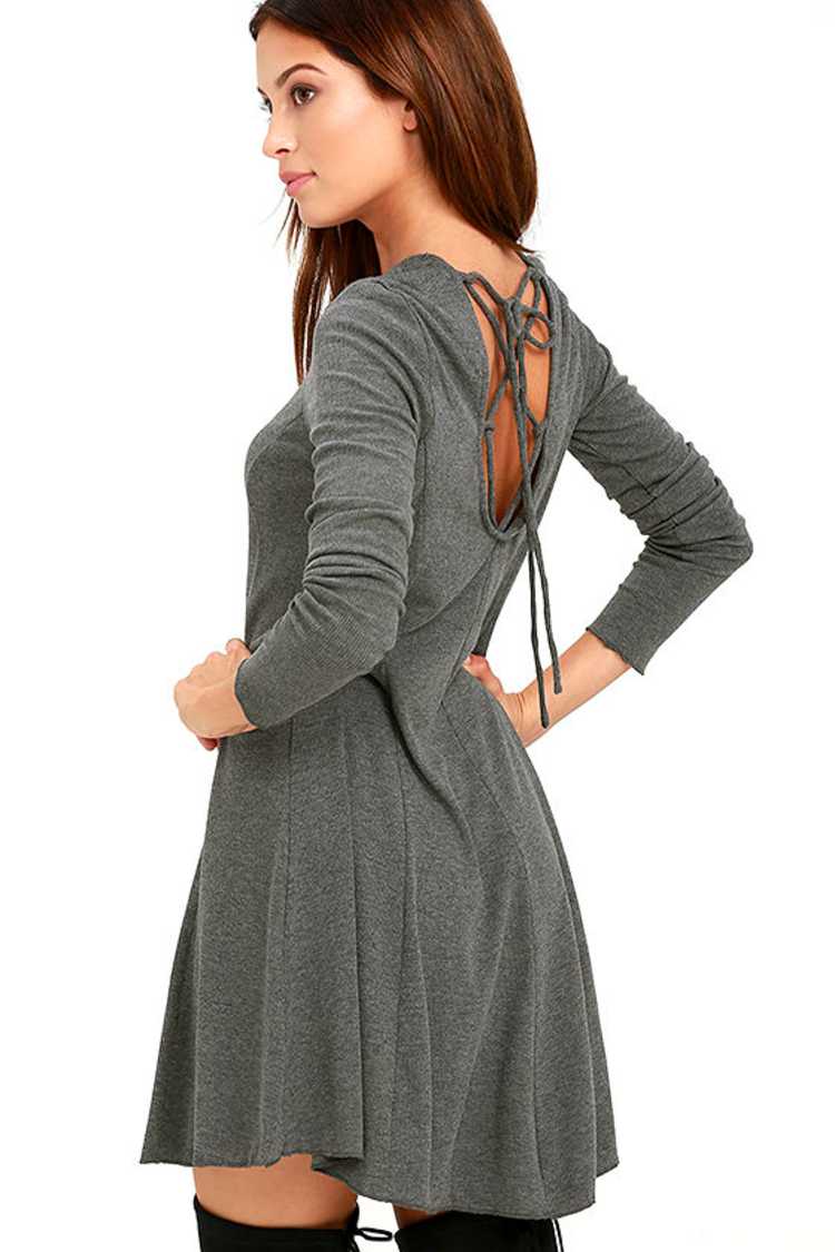 Olive & Oak Dress - Grey Dress - Lace-Up Dress - Long Sleeve Dress - $68.00 - Lulus Olive & Oak Dress - Grey Dress - Lace-Up Dress - Long Sleeve Dress - $68.00 - Lulus