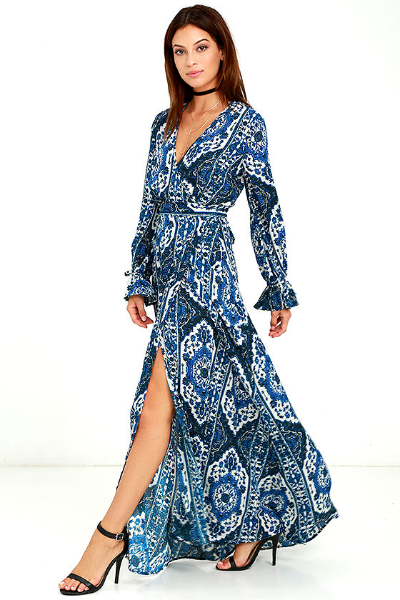 Dress - Wrap Dress - Maxi Dress 