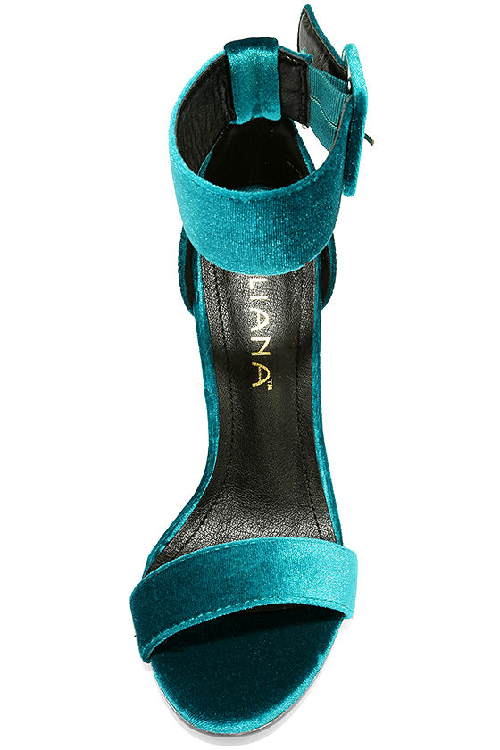 teal ankle strap heels