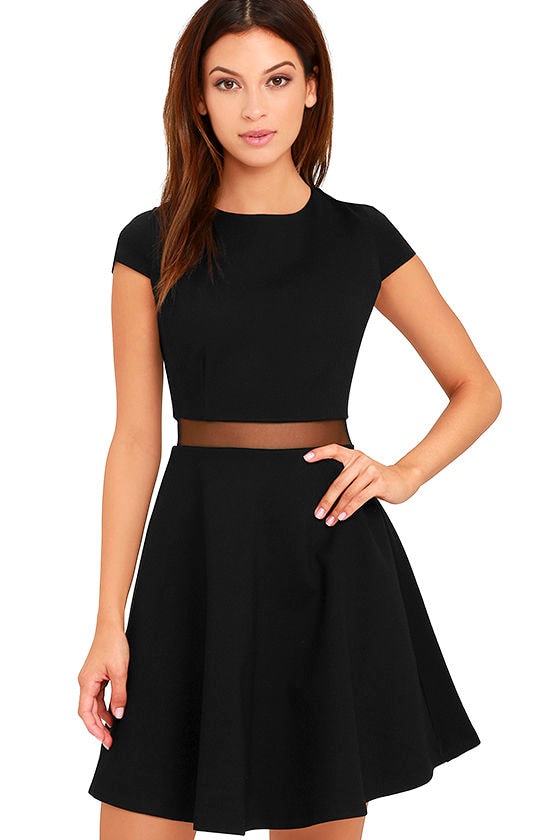 Sexy Black Dress - Skater Dress - Mesh Dress - $54.00 - Lulus