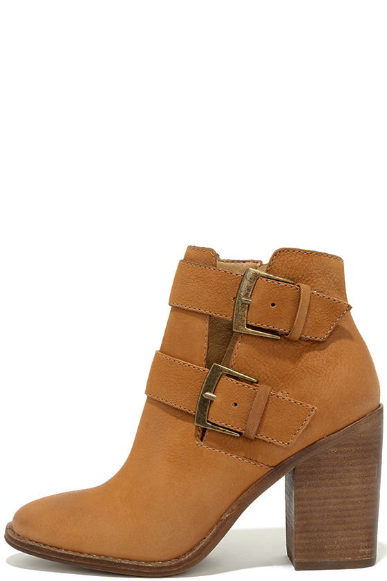 cognac leather bootie