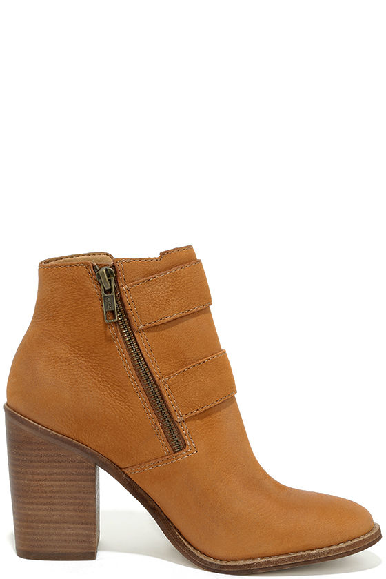 cognac leather bootie