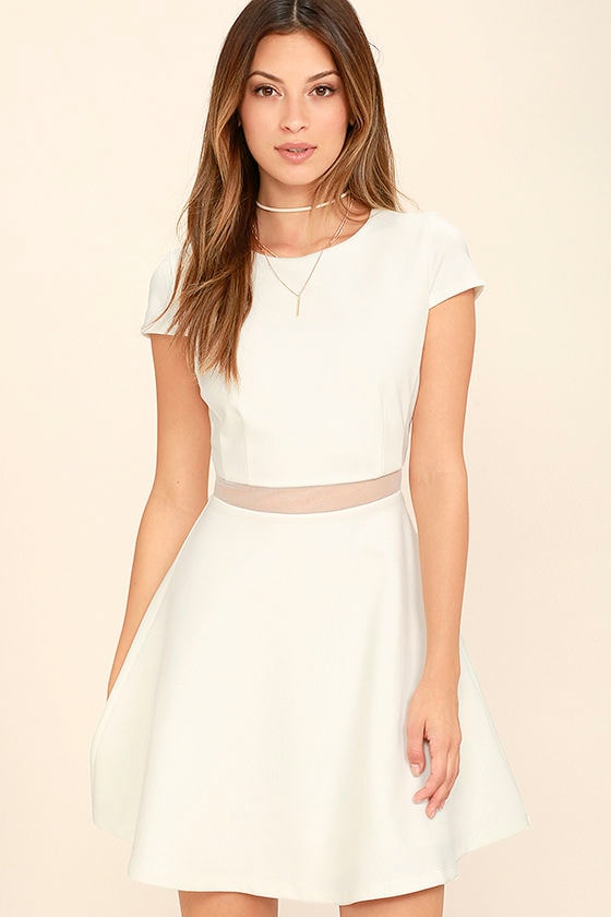 Sexy White Dress Skater Dress Mesh Dress LWD 54 Sexy White Dress Skater Dress Mesh Dress LWD 54