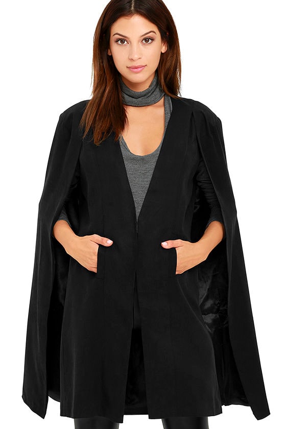long black cape blazer