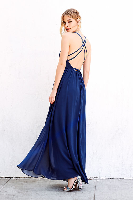 Flutter Freely Navy Blue Maxi Dress 2