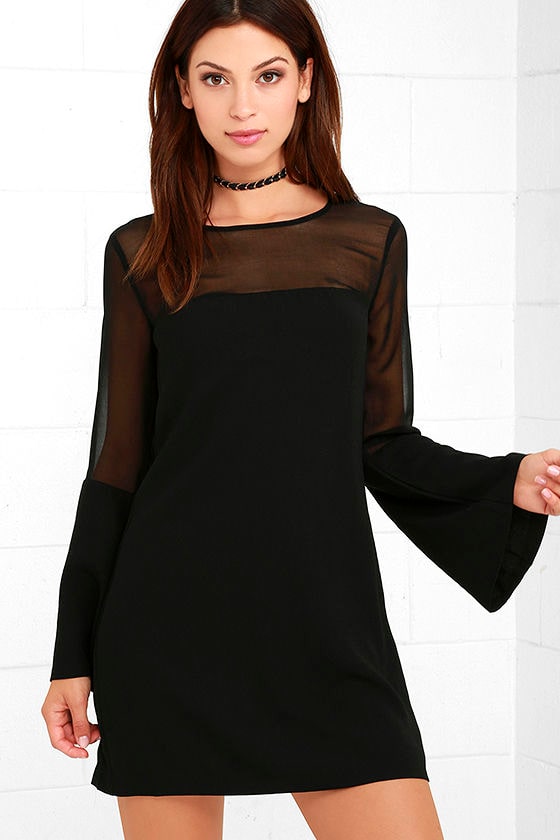 Shift Robe Chic Black Dress - Shift Dress - Long Sleeve Dress - $44.00 - Lulus