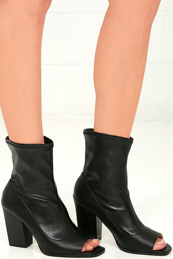 Black Mid-Calf Boots - Sock Boots 