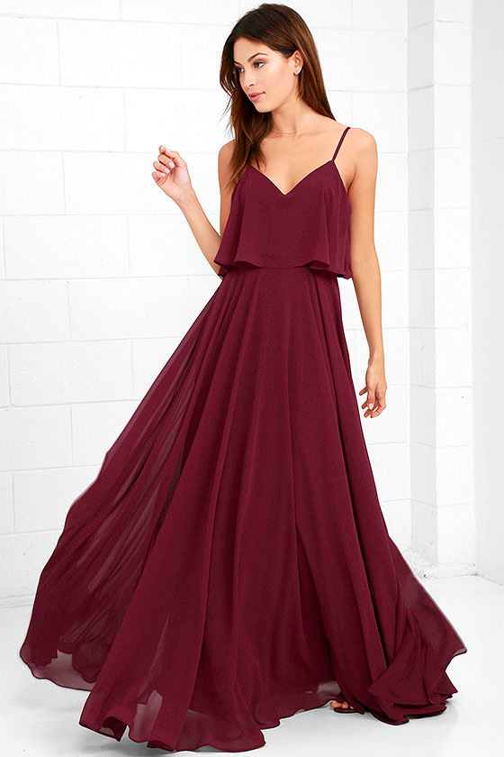 Stunning Burgundy Dress Maxi Dress Gown 78.00 Lulus