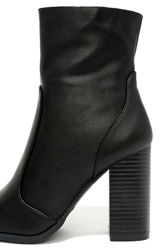 Chic Black Mid-Calf Boots - High Heel Boots - Vegan Leather Boots - $39.00