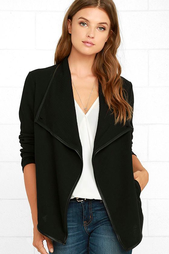 Jack by BB Dakota Melbourne Jacket Black Knit Jacket Sweater Jacket