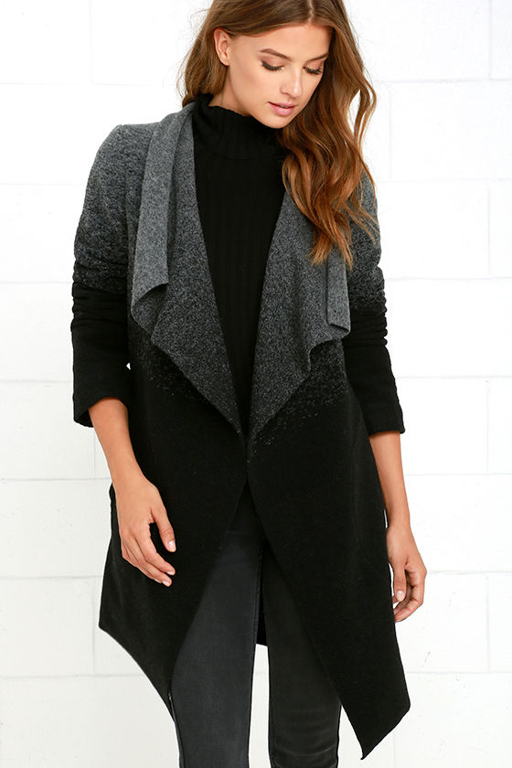 BB Dakota Kinney Coat - Grey and Black Coat - Ombre Coat - Wool Coat ...