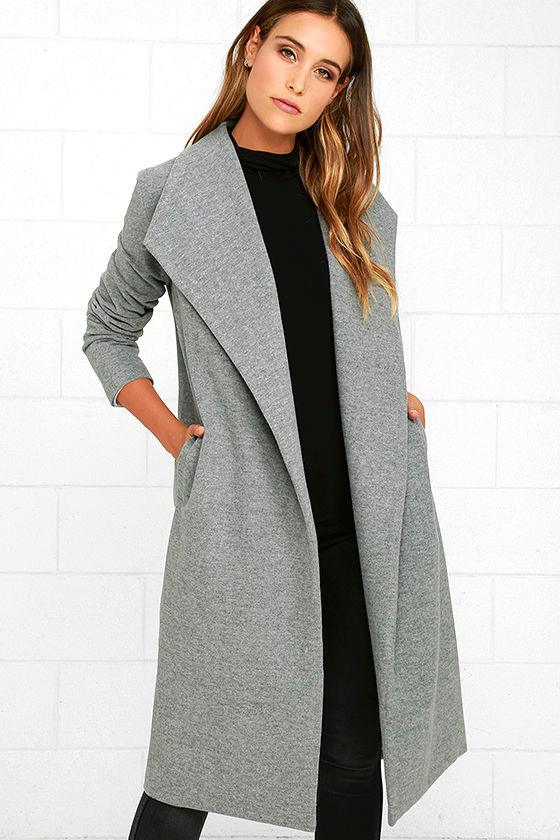 Chic Heather Grey Coat Felted Coat Long Coat 87.00 Lulus