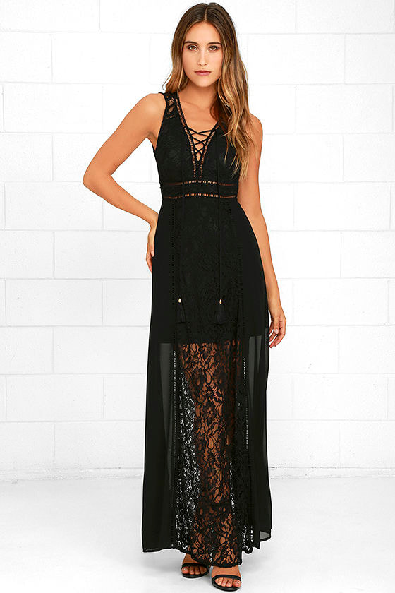 Lovely Black Dress - Maxi Dress - Lace Dress - $74.00 - Lulus