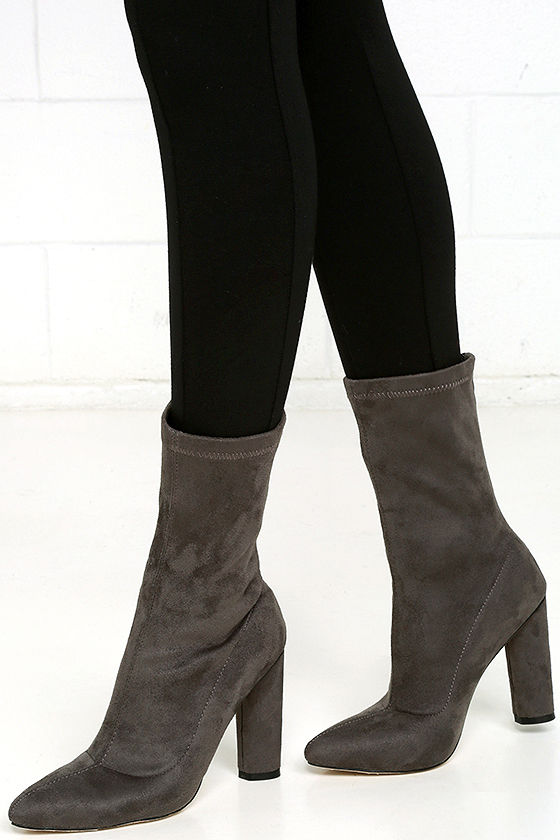 grey suede mid calf boots