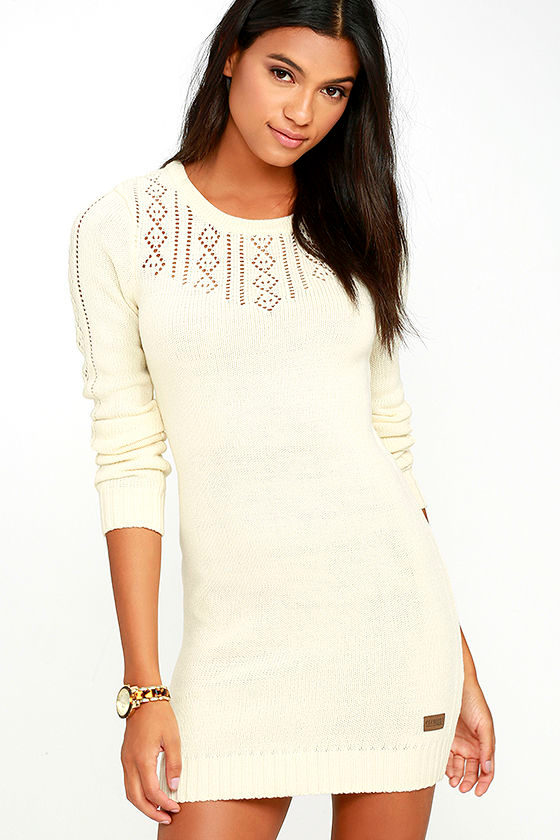 Element Eden Mara Dress - Sweater Dress - Cream Dress - Bodycon Sweater ...