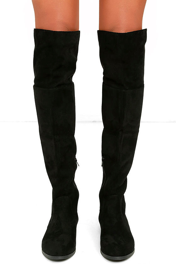 LFL Ramsey Black Suede Lace-Up Over the Knee Boots 2