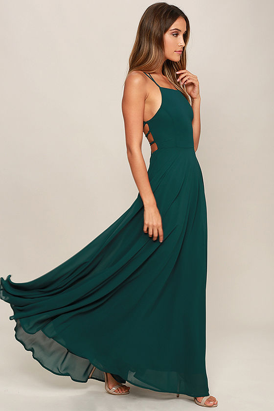 Chic Forest  Green  Dress  Lace Up Dress  Backless Dress  