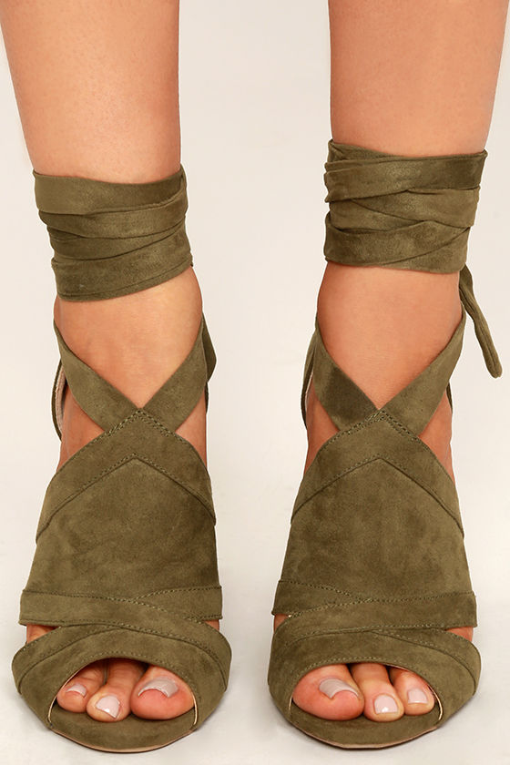 olive green thick heels
