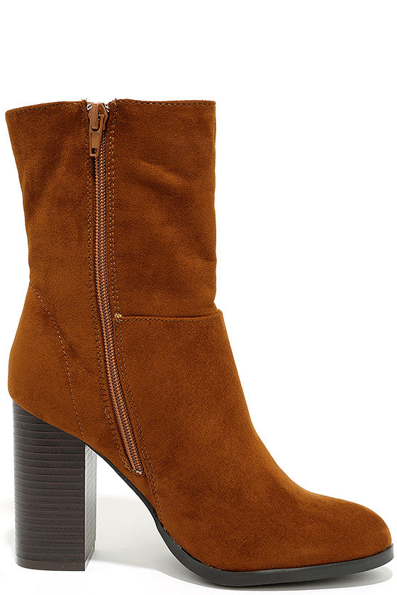 Stylish Chestnut Booties Vegan Suede MidCalf Boots MidCalf Booties 39.00