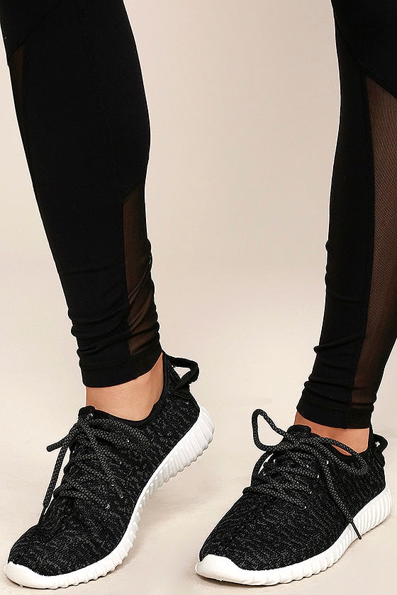 Cool Black Knit Sneakers Knit Athletic Shoes Black Sneakers 22.