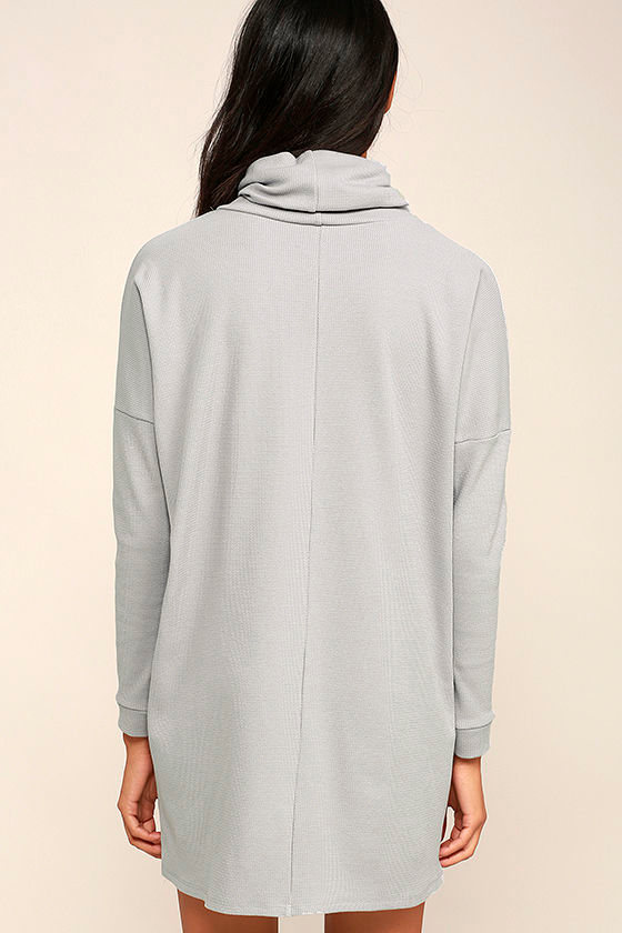 grey long sleeve turtleneck dress